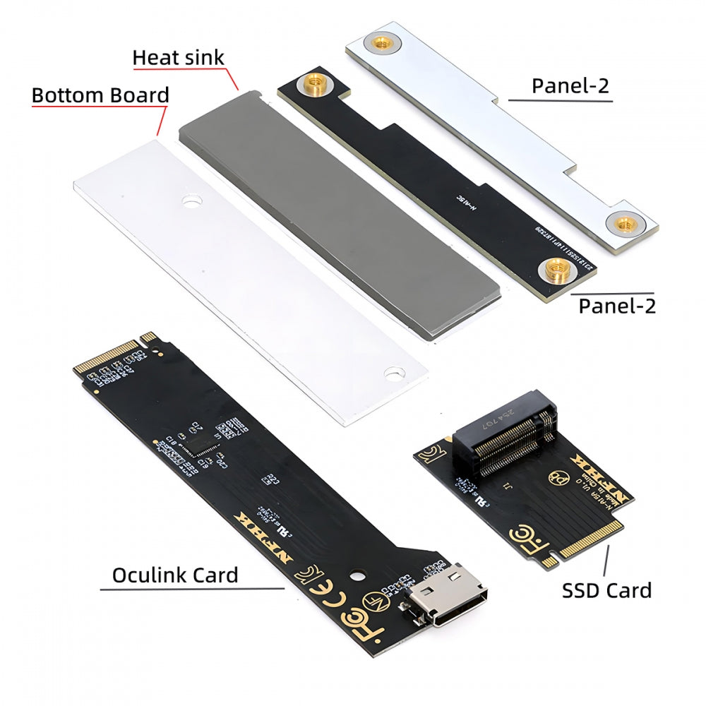 2280 PCI-E5.0 4.0 M.2 M-key NVME to Oculink SFF-8612 SFF-8611 & SSD Host Adapter with for NUC15 Pro Mini PC Computer Tall Type NUC15CRH