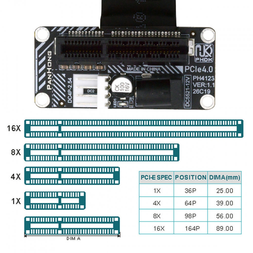 Right Angled Type 90 Degree M.2 NGFF NVMe M-Key to Up Angled PCI-E X1 X4 X8 X16 Socket Cable Graphics Card Extension Adapter PCI-Express for M2 2260 2280