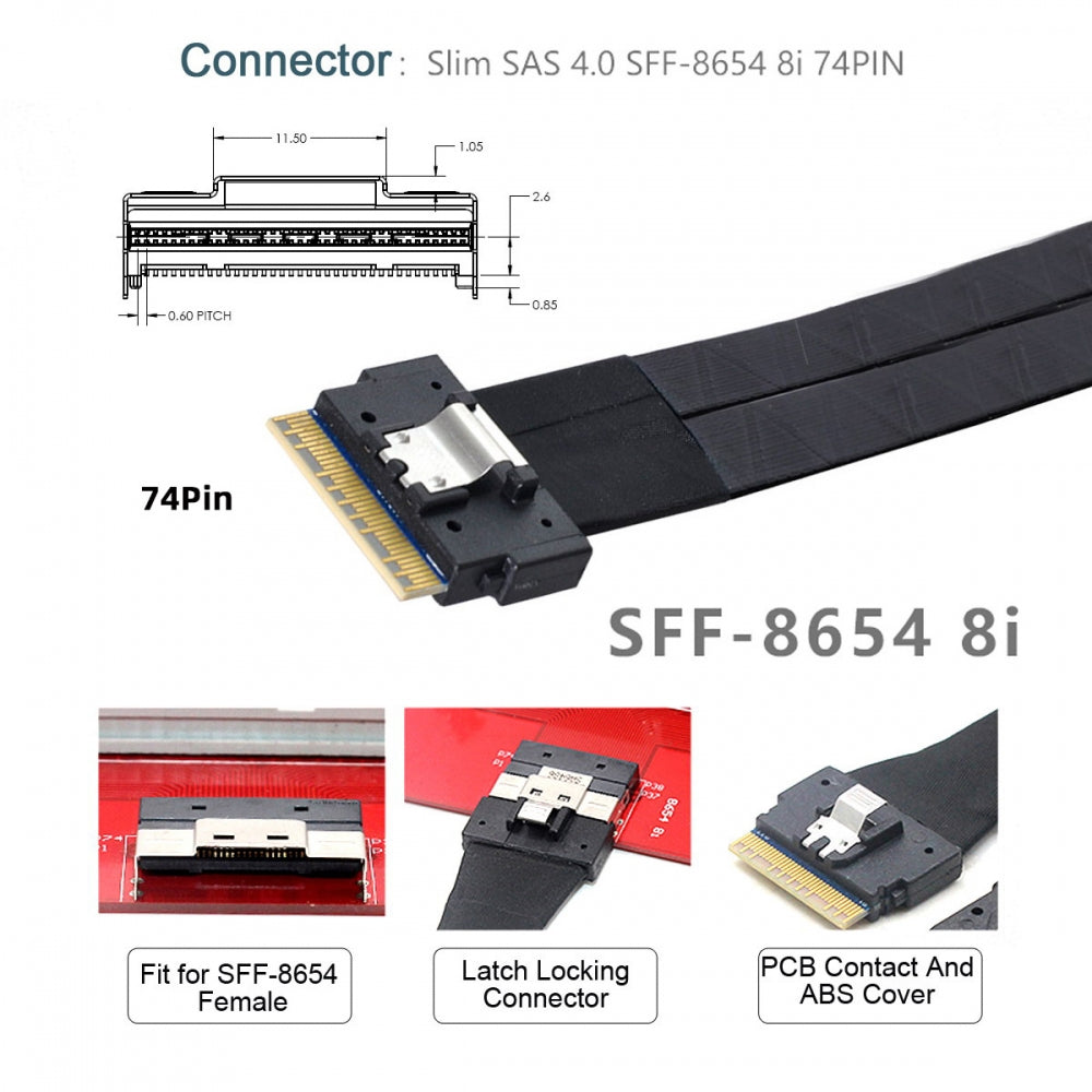 Dual Slimline 8X SFF-8654 74Pin VROC to PCIE PCI-Express 16x Adapter with ATX 24Pin Power Switch Port for Mainboard Graphics Card