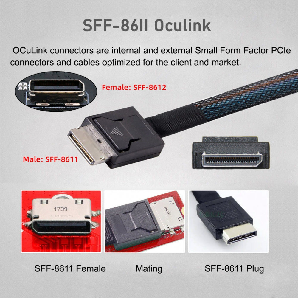 Dual SFF-8612 Oculink 4x Host to Dual Ruler 1U GEN-Z EDSFF 9.5mm 15mm 25mm Short SSD E1.S PCI-E with Heat Sink PM9A3 PM9D3 P5801X Carrier Adapter