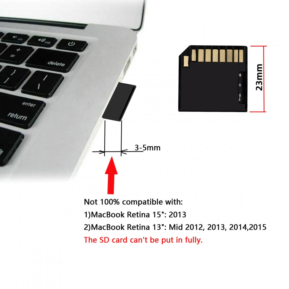 Black Micro SD TF T-Flash Memory Card to SD Card Socket Adapter Low Profile Short Body for Extra Storage Mac Laptop