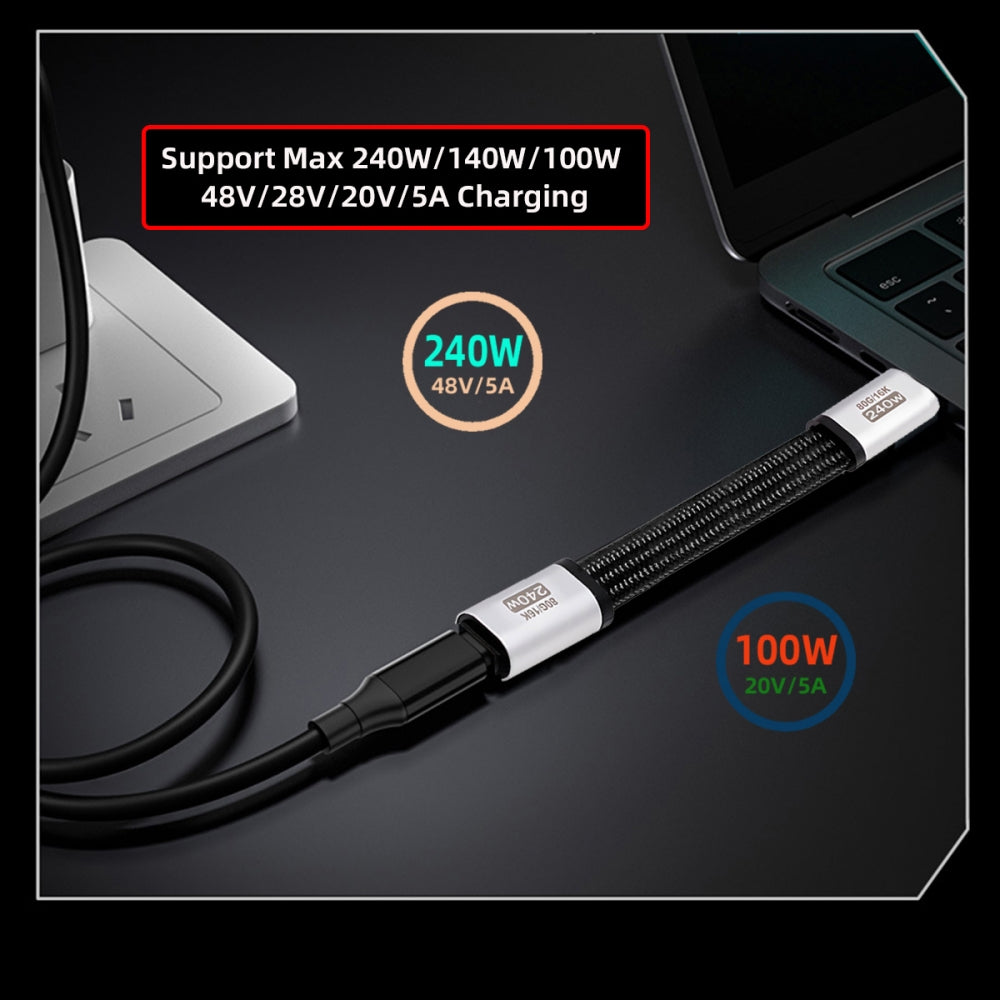 Magnetic Connector USB4.0 Gen4 80Gbps Flat Slim FPC Cable 18cm with 240W and 16K@30hz 8K 5K@60Hz Compatible with Thunderbolt3/4/5