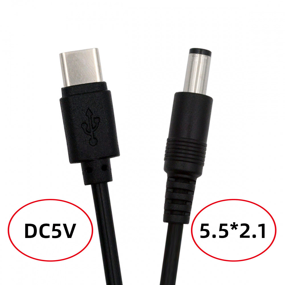 Type C USB-C Input with 5.1K Resistor to 5V DC 5.5*2.1mm Output Power Charge Cable 100cm for DC5V Desk Lamp Fan Camera