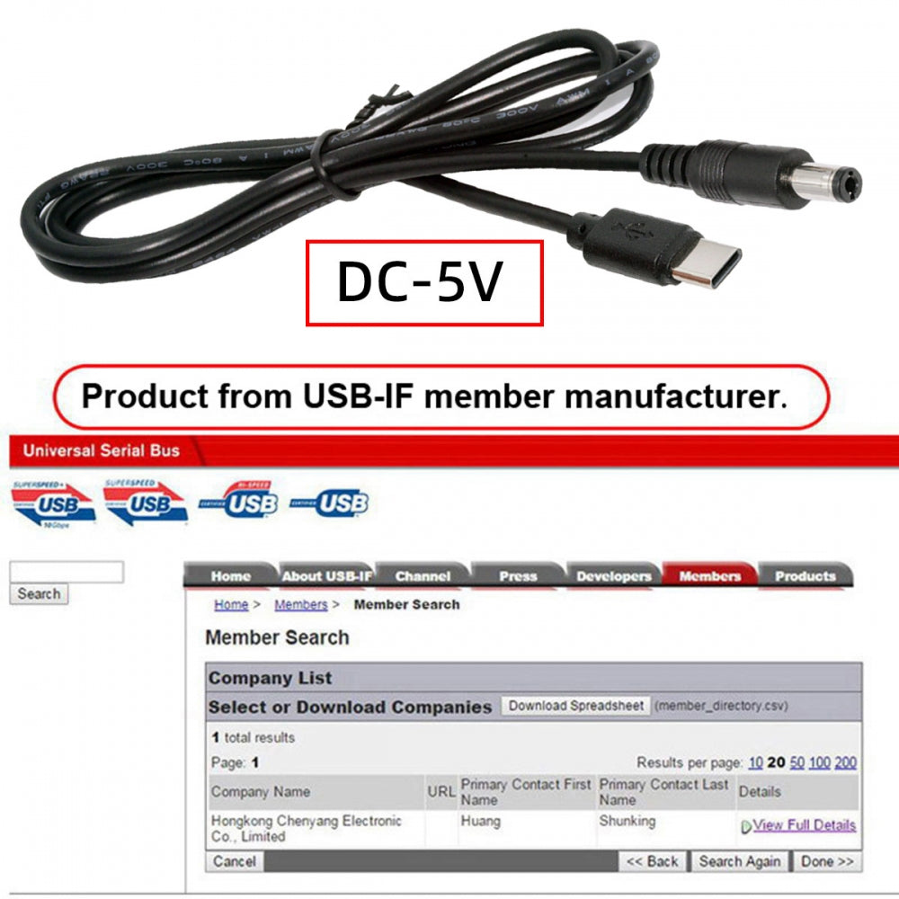 Type C USB-C Input with 5.1K Resistor to 5V DC 5.5*2.1mm Output Power Charge Cable 100cm for DC5V Desk Lamp Fan Camera