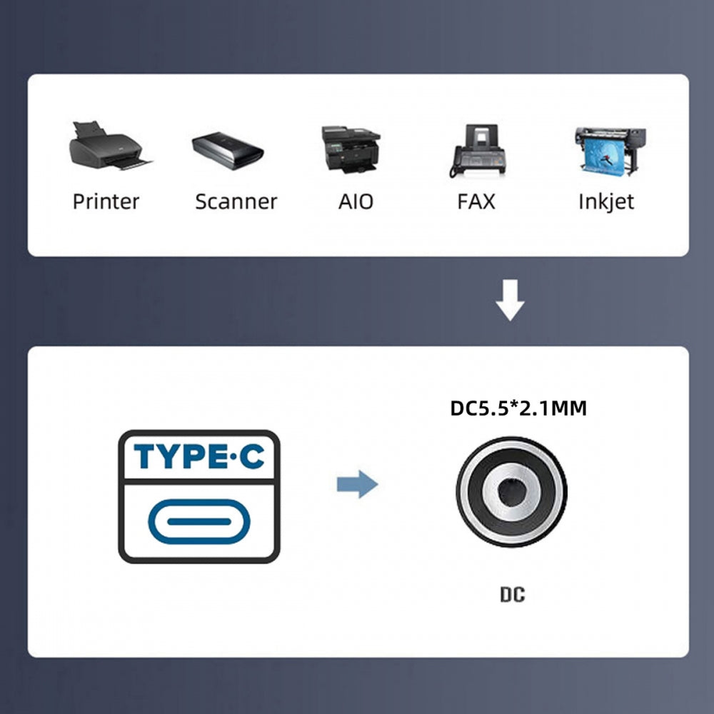 Type C USB-C Input with 5.1K Resistor to 5V DC 5.5*2.1mm Output Power Charge Cable 100cm for DC5V Desk Lamp Fan Camera