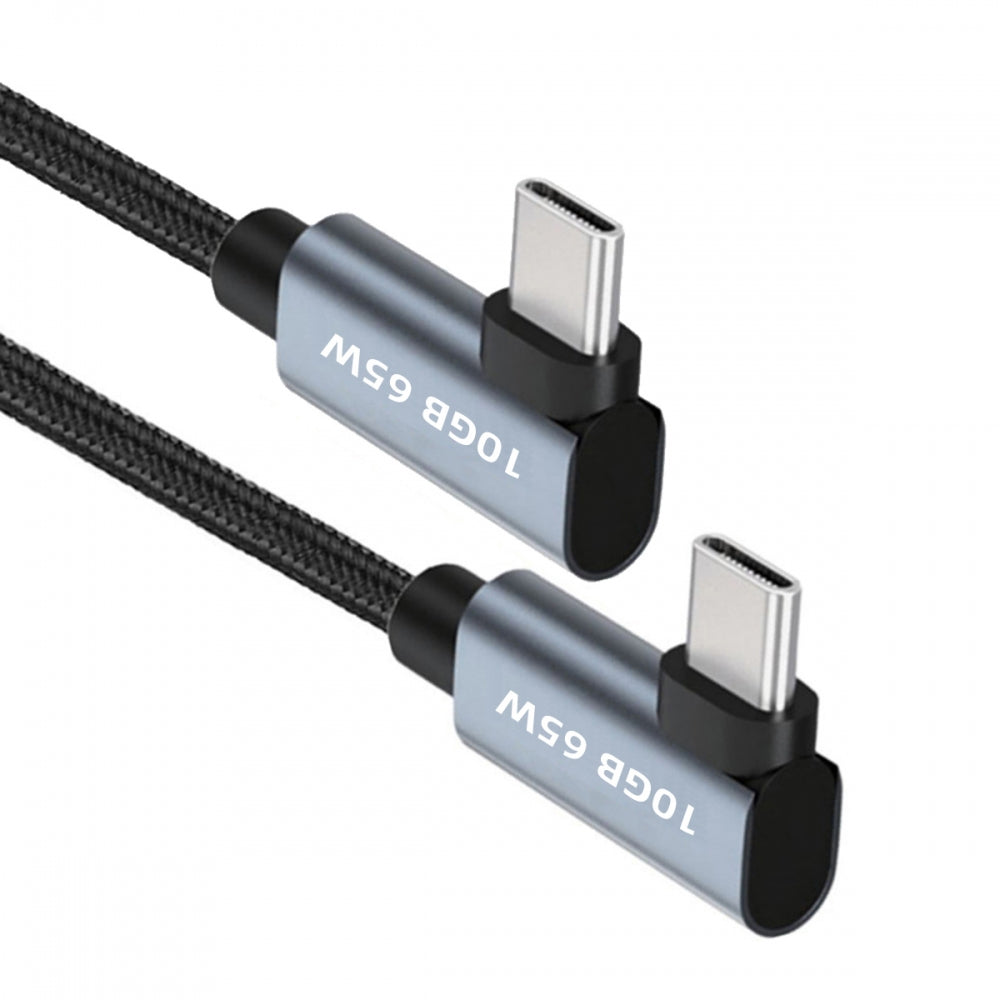 USB-C 10Gbps Type-C Male to Male Video 4K Power PD 65W Cable Dual Right Angled 90 Degree Connector