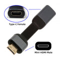 USB-C Type-C Female Host to Mini HDMI Male 4K 60hz Sink HDTV Adapter Ultra Slim Flat Cable 1080p for Laptop Tablet Phone