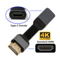USB-C Type-C Female Host to HDMI Male 4K 60hz Sink HDTV Adapter Ultra Slim Flat Cable 1080p for Laptop Tablet Phone