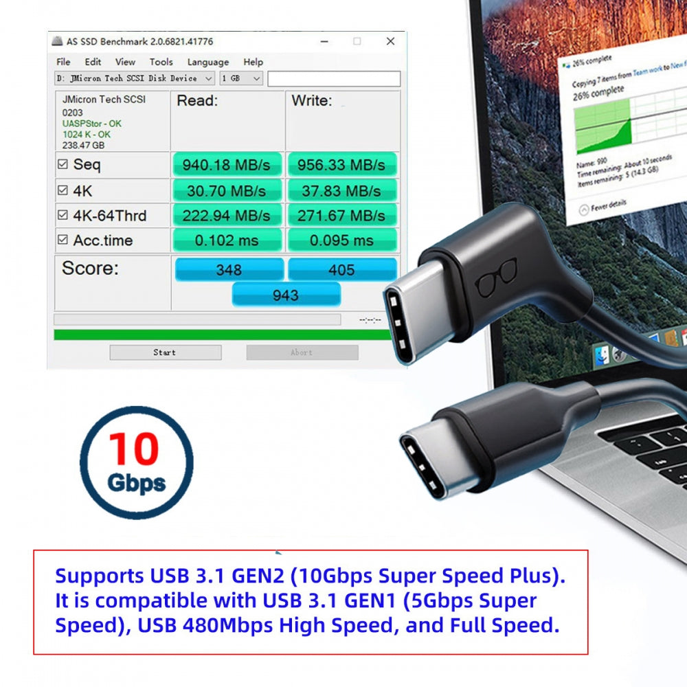 USB-C 10Gbps Type-C Video 4K Power PD 65W  Ultra-Fine Flexable Cable Right Angled 135 Degree Connector for VR AR Glasses NS Handheld Console