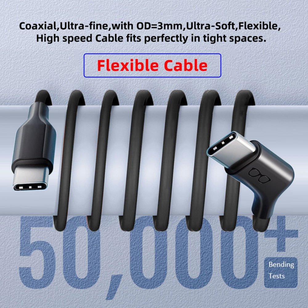 USB-C 10Gbps Type-C Video 4K Power PD 65W  Ultra-Fine Flexable Cable Right Angled 135 Degree Connector for VR AR Glasses NS Handheld Console