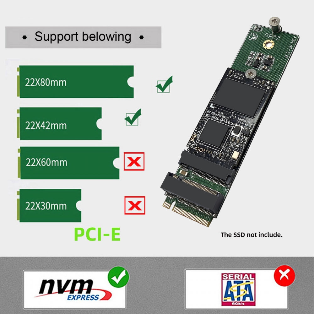 NGFF NVME M-Key Riser Card to Dual Ports 2242 2280 NGFF Key-M NVME SSD Adapter PCIE Packet Switch Compatible with NAS Industrial Control Motherboard