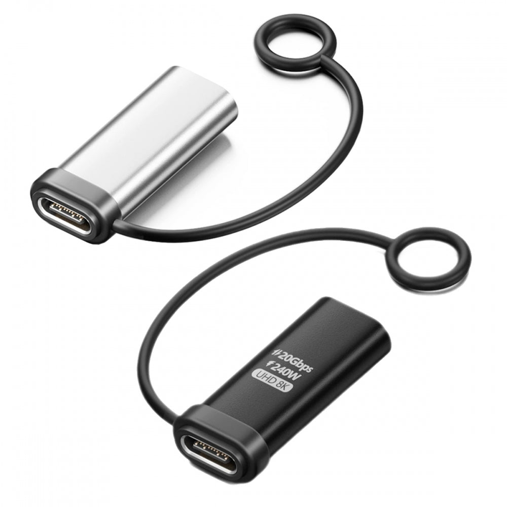 2pcs/lot USB-C 20Gbps Female to Female Extension Adapter Type-C Reversible with Lanyard Keychain 240W 8K 5K 4K