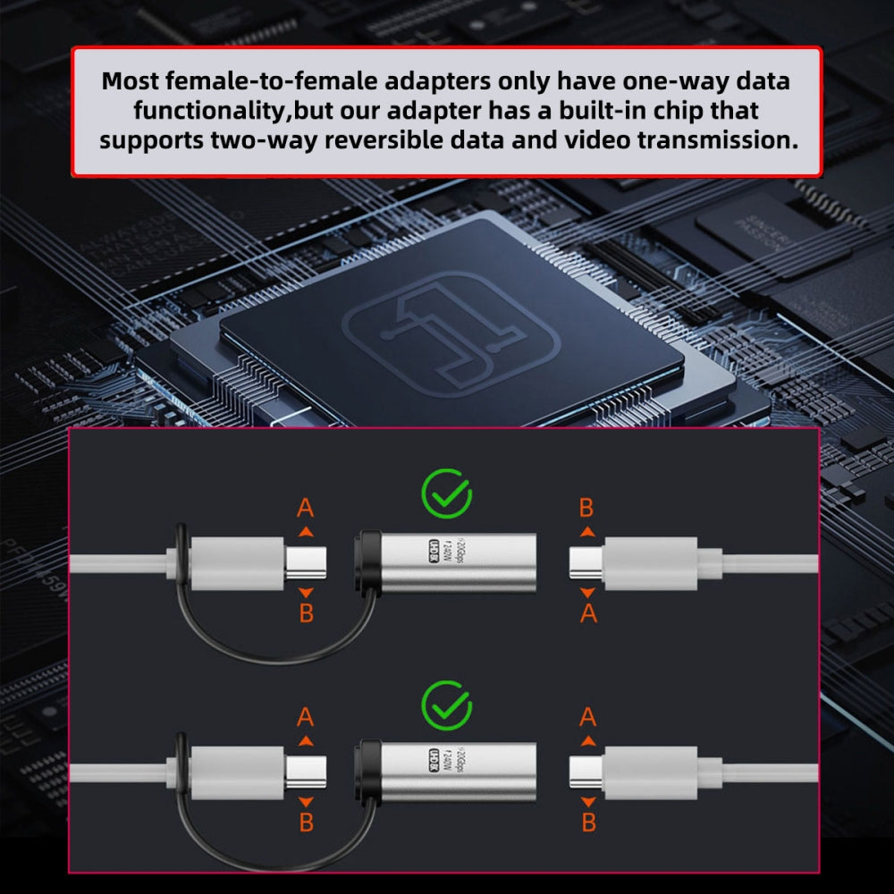 2pcs/lot USB-C 20Gbps Female to Female Extension Adapter Type-C Reversible with Lanyard Keychain 240W 8K 5K 4K
