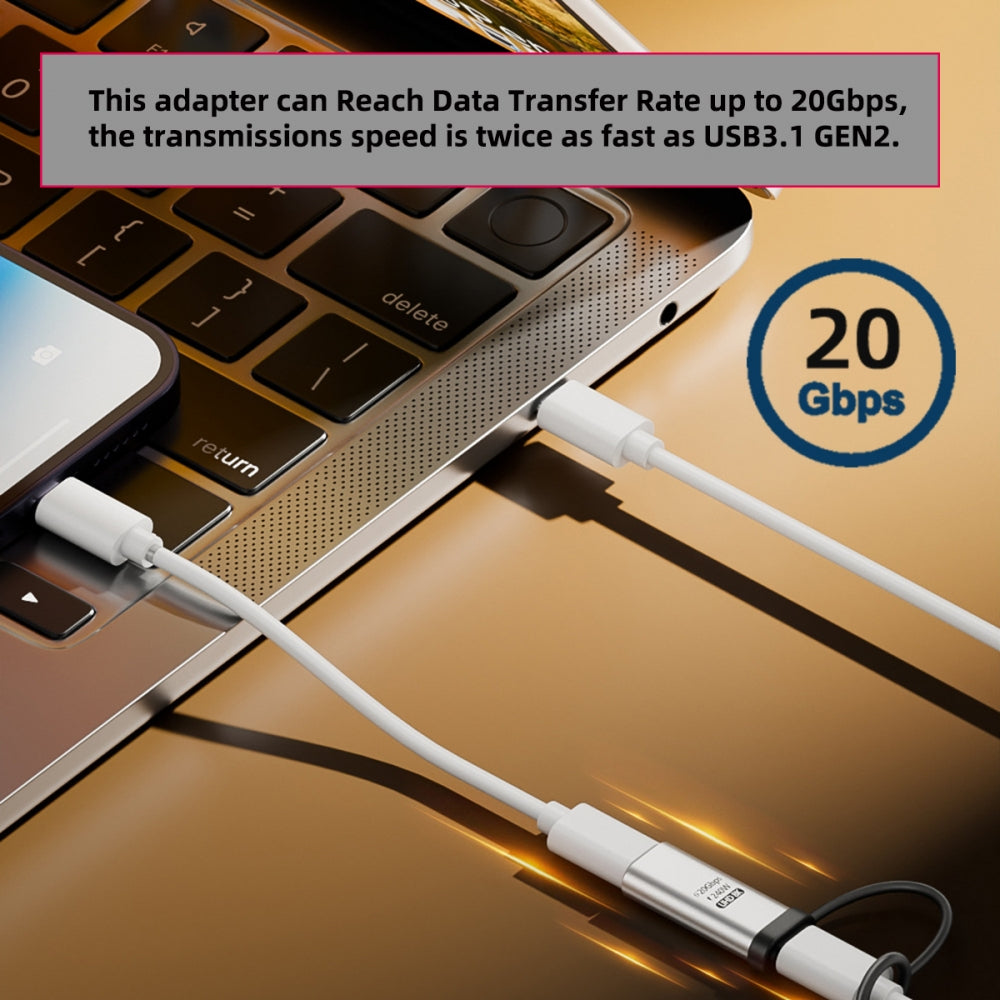 2pcs/lot USB-C 20Gbps Female to Female Extension Adapter Type-C Reversible with Lanyard Keychain 240W 8K 5K 4K