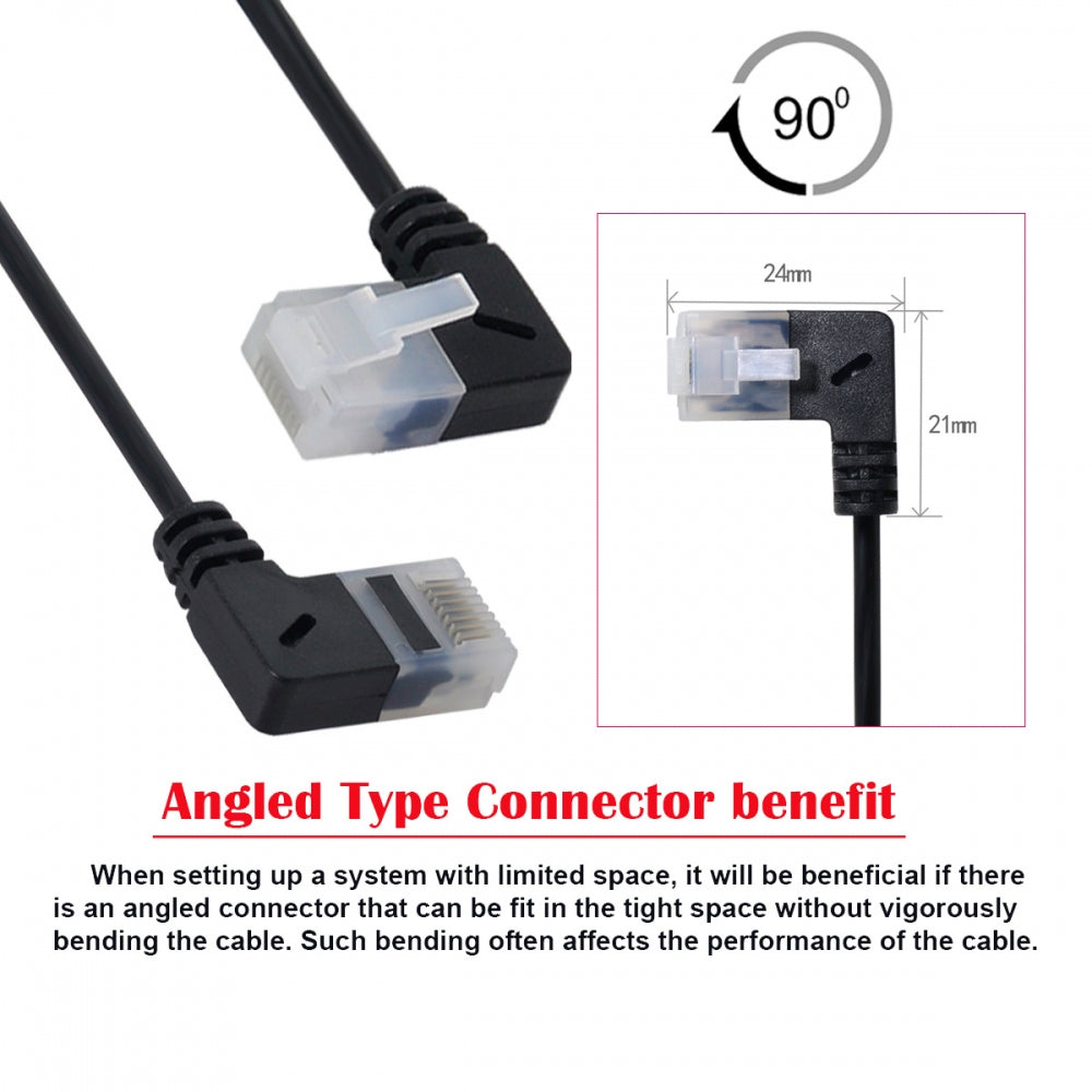 Ultra Slim Cat6 Ethernet Cable RJ45 Right to Right Angled UTP Network Cable Patch Cord 90 Degree Cat6a Lan for Laptop Router TV BOX