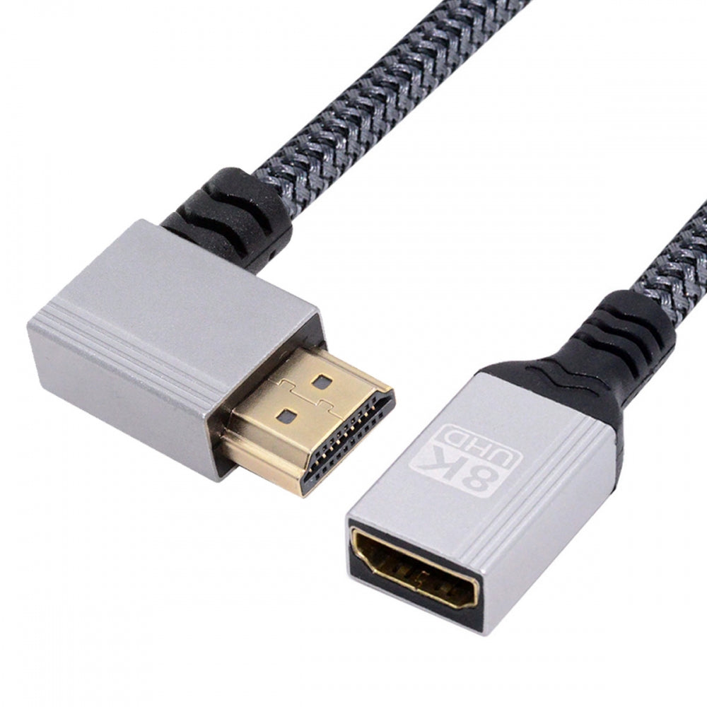 8K Type-A HDMI 2.1 Male 90 Degree Right Angled to HDMI Female Extension HDTV Cable for DV Camera Laptop Monitor