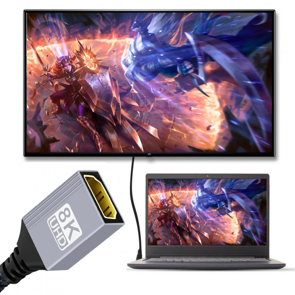 8K Type-A HDMI 2.1 Male 90 Degree Right Angled to HDMI Female Extension HDTV Cable for DV Camera Laptop Monitor