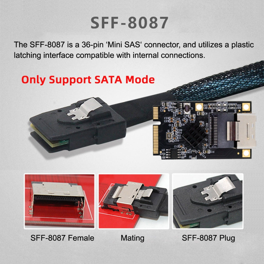 Mini PCI-E PCI Express to Mini SAS SFF-8087 SATA 3.0 Four Ports Adapter Converter 6Gbps Disk Extension Card for SSD