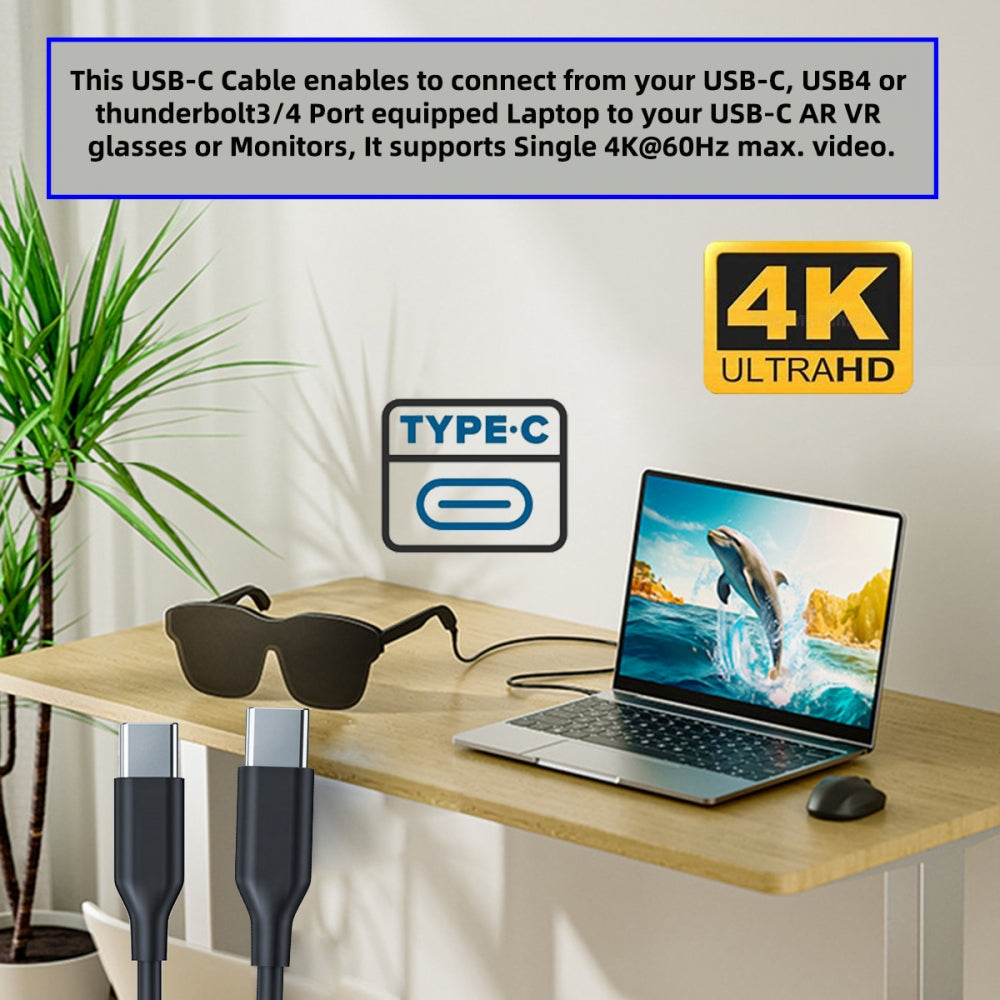 USB-C 10Gbps Type-C Video 4K Power PD 65W  Ultra-Fine Flexable Cable for VR AR Glasses NS Handheld Console