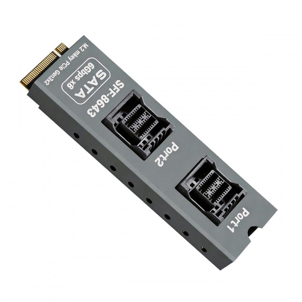 NGFF NVME M-Key PCI Express to Dual SFF-8643 Slimline 8-Ports SATA 3.0 6Gbps Adapter Converter Hard Drive Extension Card 2280