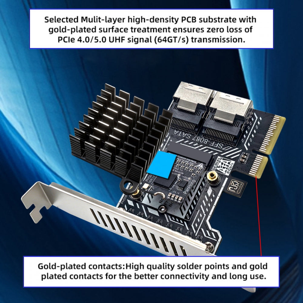 PCI Express 4X PCI-E 4.0 to Dual SFF-8087 8-Ports SATA 3.0 6Gbps Adapter Converter Disk Drive Extension Card