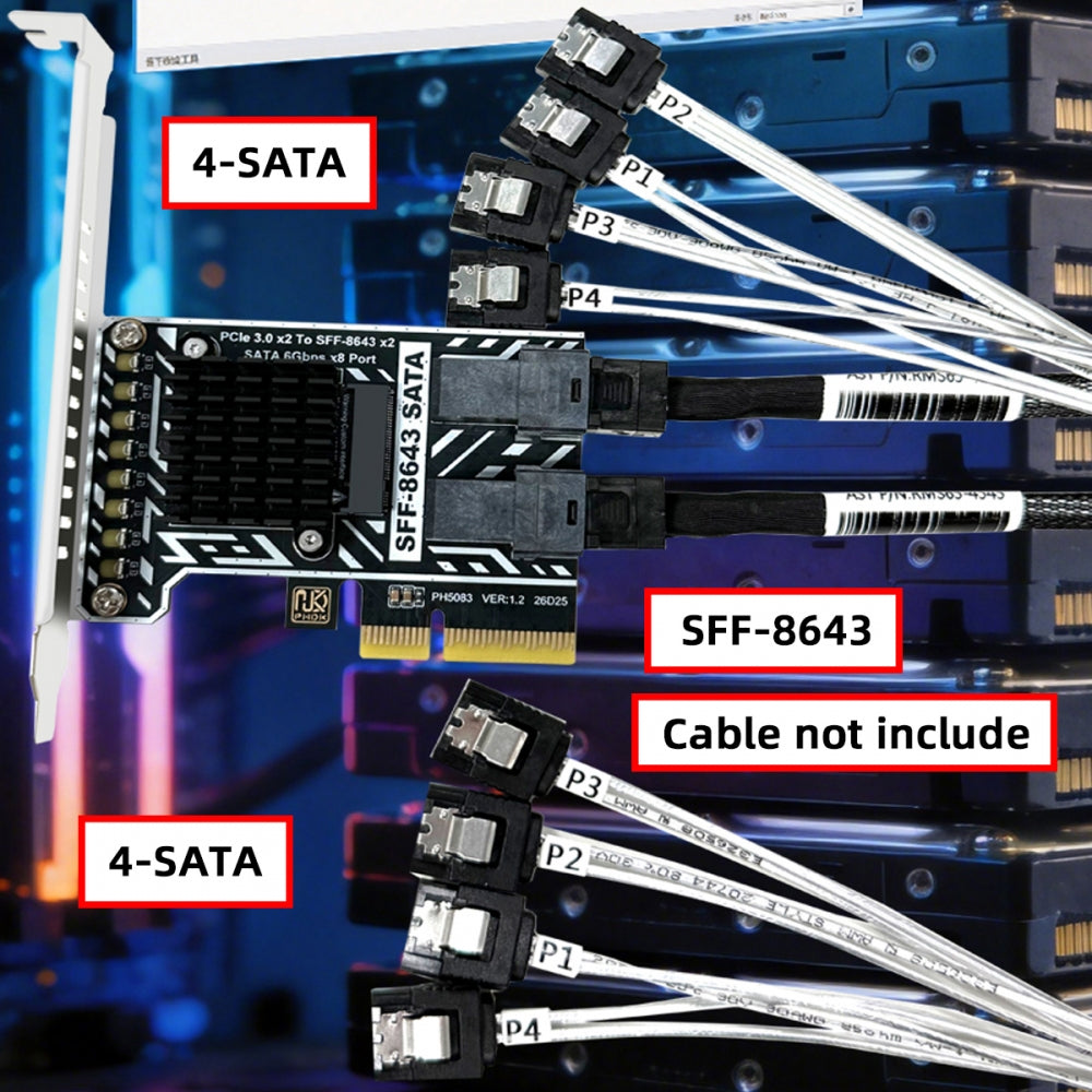PCI Express 4X PCI-E 4.0 to Dual SFF-8643 8-Ports SATA 3.0 6Gbps Adapter Converter Disk Drive Extension Card
