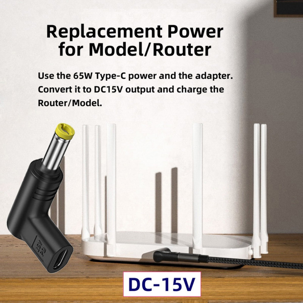 USB 3.1 Type C USB-C Female Input to DC 15V 4.0x1.7mm Plug Output Adapter PD Emulator Trigger 90 Degree Angled
