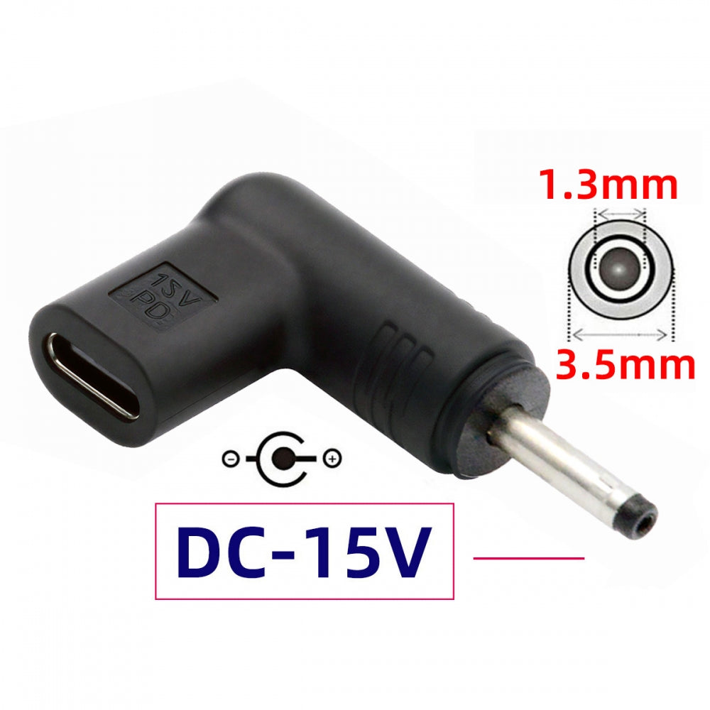 USB 3.1 Type C USB-C Female Input to DC 15V 3.5x1.3mm Plug Output Adapter PD Emulator Trigger 90 Degree Angled