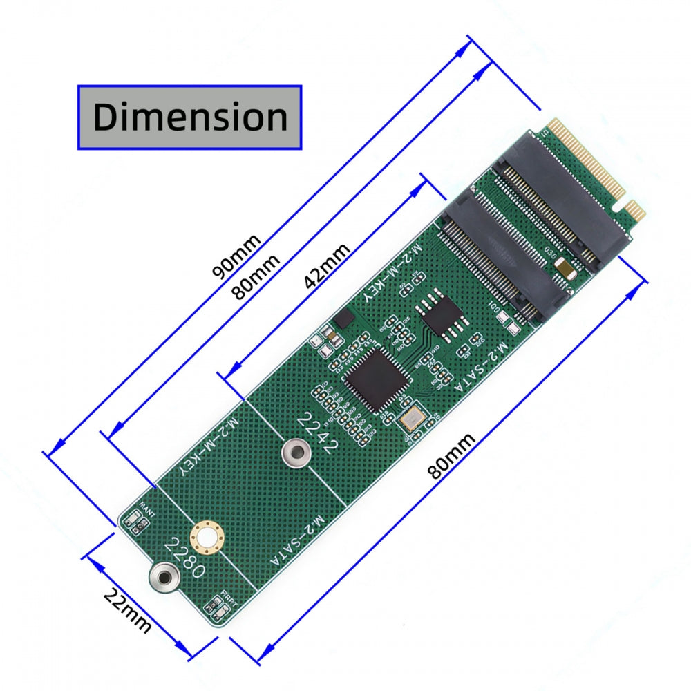 NGFF NVME M-Key Riser Card to Dual Ports 2242 2280 NGFF Key-B B+M SSD Adapter PCIE Packet Switch Compatible with NAS Industrial Control Motherboard