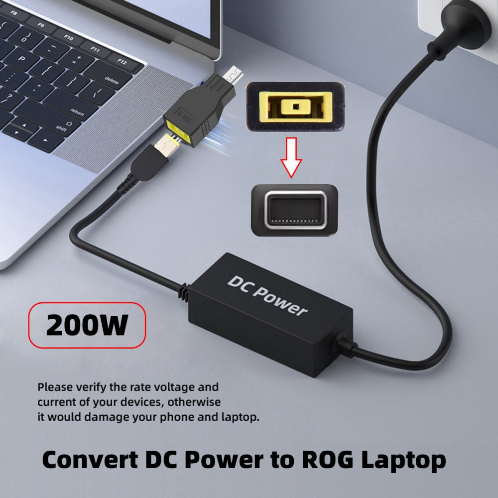 180W 200W Power Rectangle Jack Thinkpad X1 Input to Flow 14 16 Air Rectangle Plug Charge Adapter Compatible with ROG Laptop