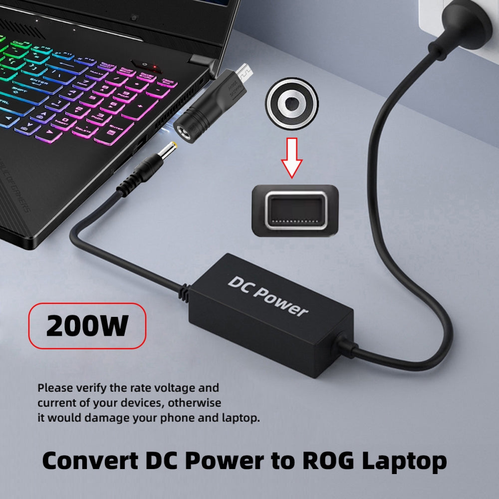 180W 200W Power DC Jack 7.4*5.0mm Input to Flow 14 16 Air Rectangle Plug Charge Adapter Compatible with ROG Laptop