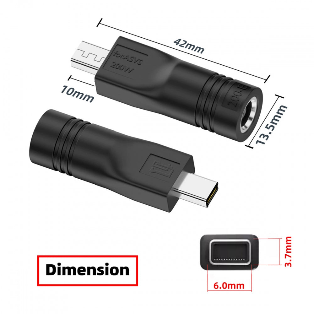180W 200W Power DC Jack 7.4*5.0mm Input to Flow 14 16 Air Rectangle Plug Charge Adapter Compatible with ROG Laptop
