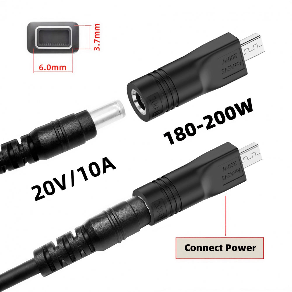 180W 200W Power DC Jack 7.4*5.0mm Input to Flow 14 16 Air Rectangle Plug Charge Adapter Compatible with ROG Laptop