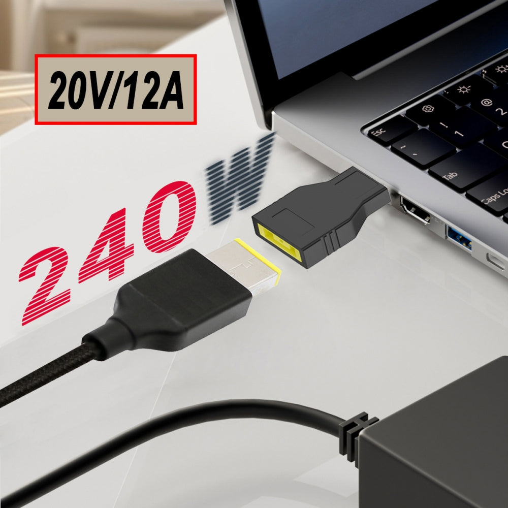 240W Power Rectangle Jack Thinkpad X1 Input to Flow Z13 14 16 Air Rectangle Plug Charge Adapter Compatible with ROG Laptop