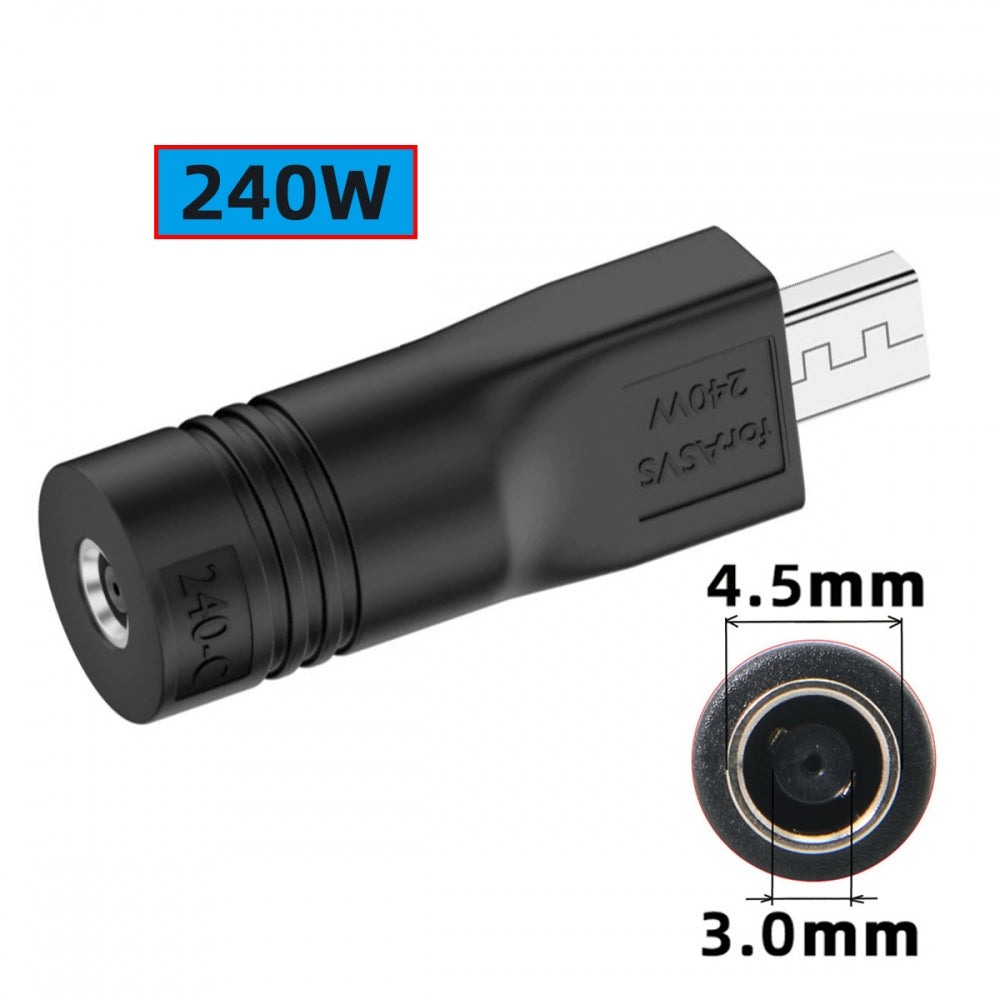 240W Power DC Jack 4.5*3.0mm Input to Flow Z13 14 16 Air Rectangle Plug Charge Adapter Compatible with ROG Laptop