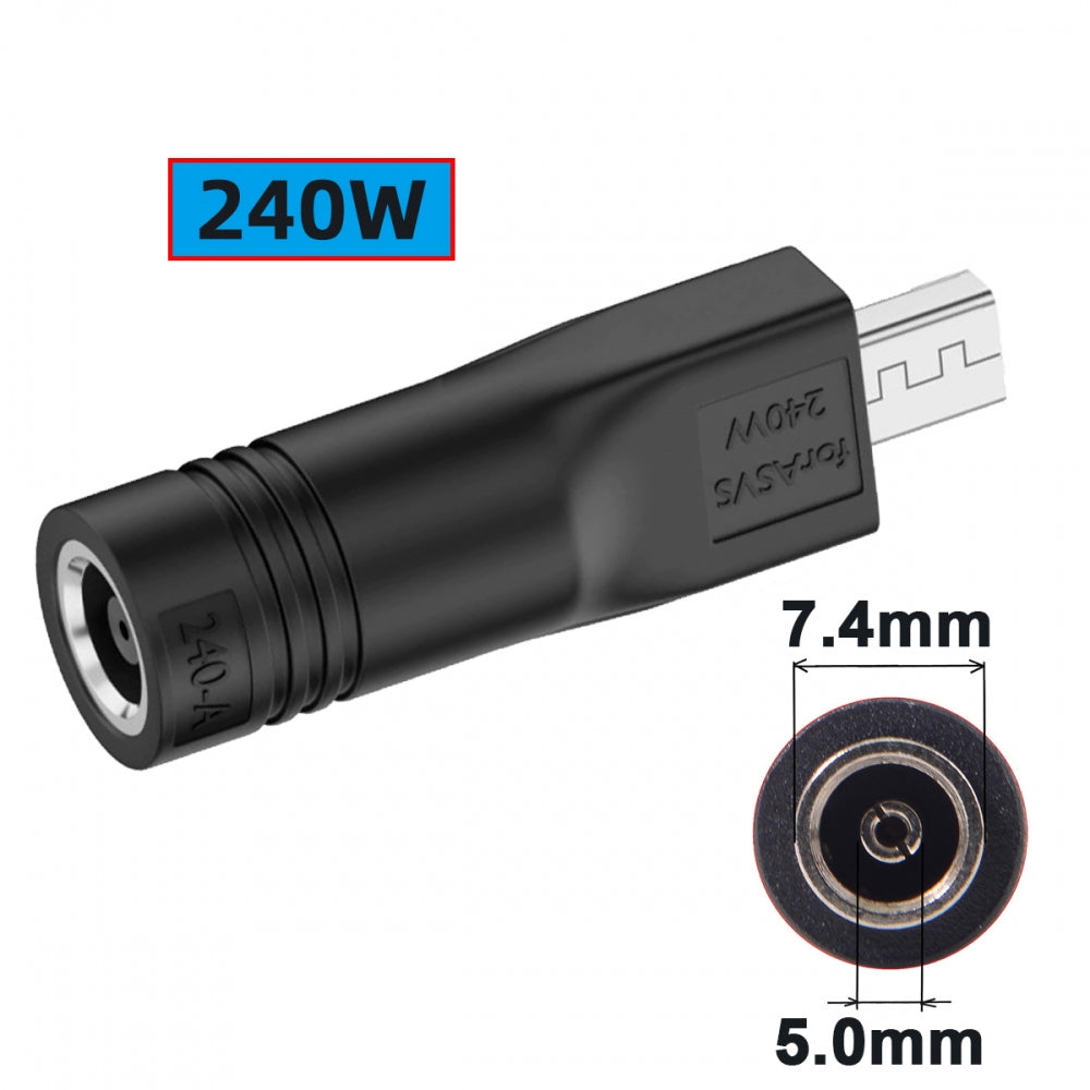 240W Power DC Jack 7.4*5.0mm Input to Flow Z13 14 16 Air Rectangle Plug Charge Adapter Compatible with ROG Laptop