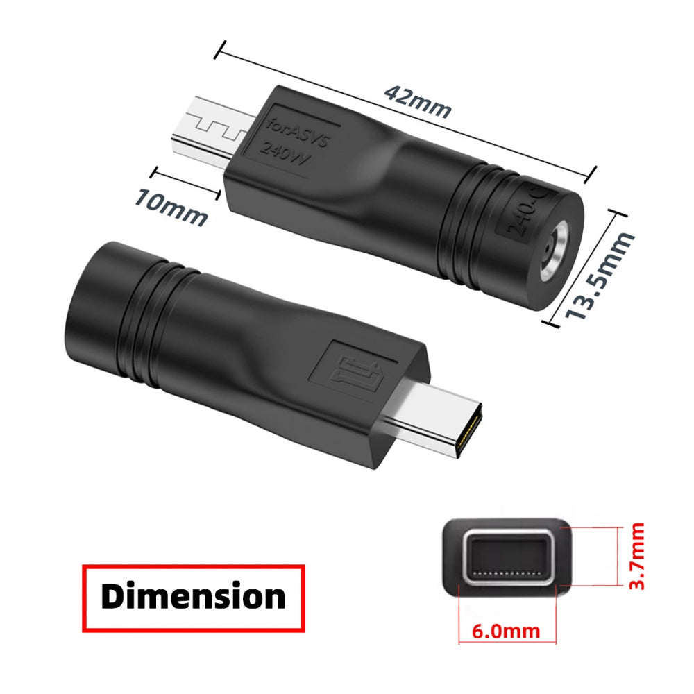 240W Power DC Jack 4.5*3.0mm Input to Flow Z13 14 16 Air Rectangle Plug Charge Adapter Compatible with ROG Laptop