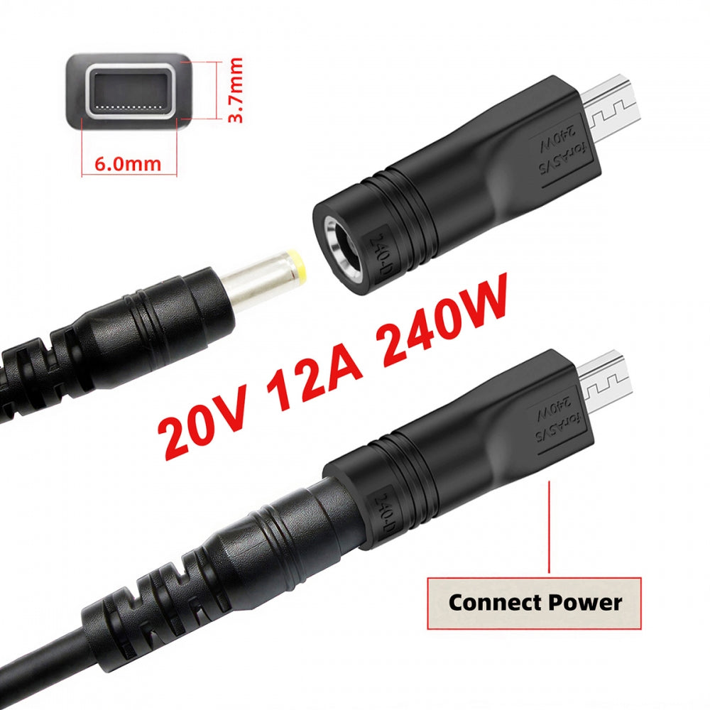 240W Power DC Jack 6.0*1.4mm Input to Flow Z13 14 16 Air Rectangle Plug Charge Adapter Compatible with ROG Laptop