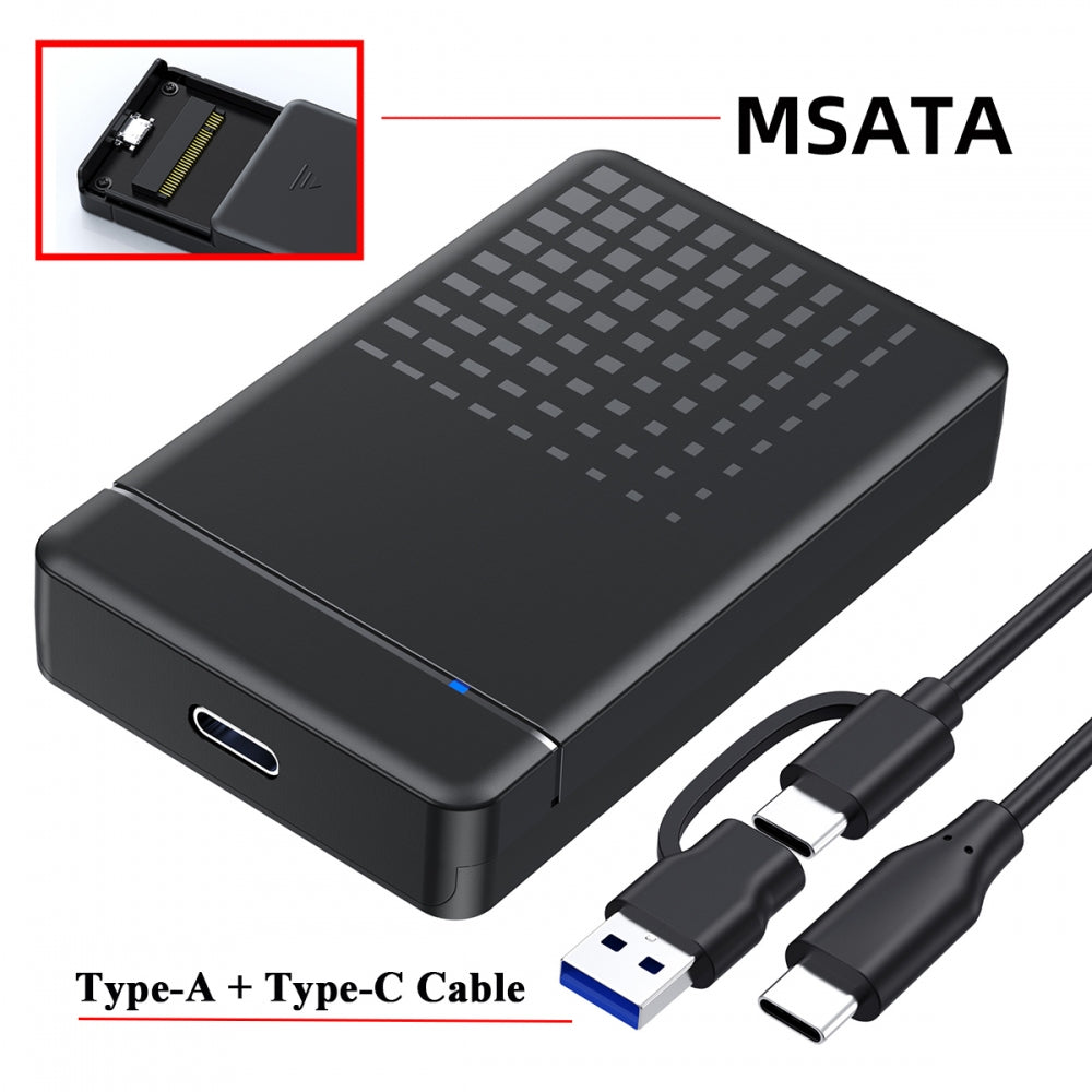 50Pin mSATA SSD to USB 3.1 Type-C Type-A External Converter Adapter Enclosure Card with Case 5Gbps