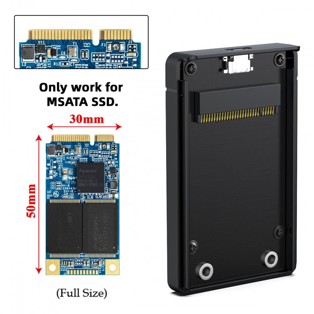 50Pin mSATA SSD to USB 3.1 Type-C Type-A External Converter Adapter Enclosure Card with Case 5Gbps