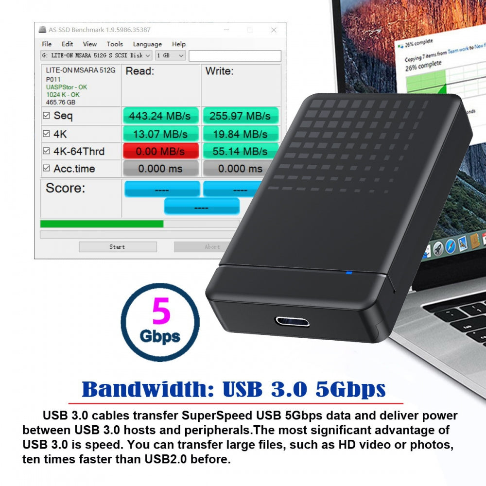 50Pin mSATA SSD to USB 3.1 Type-C Type-A External Converter Adapter Enclosure Card with Case 5Gbps