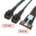 PCI-E 5.0 Mini Cool Edge IO MCIO STR PCI-E 8i 74Pin Male to Dual SFF-8643 4x Male Extender Cable 80cm