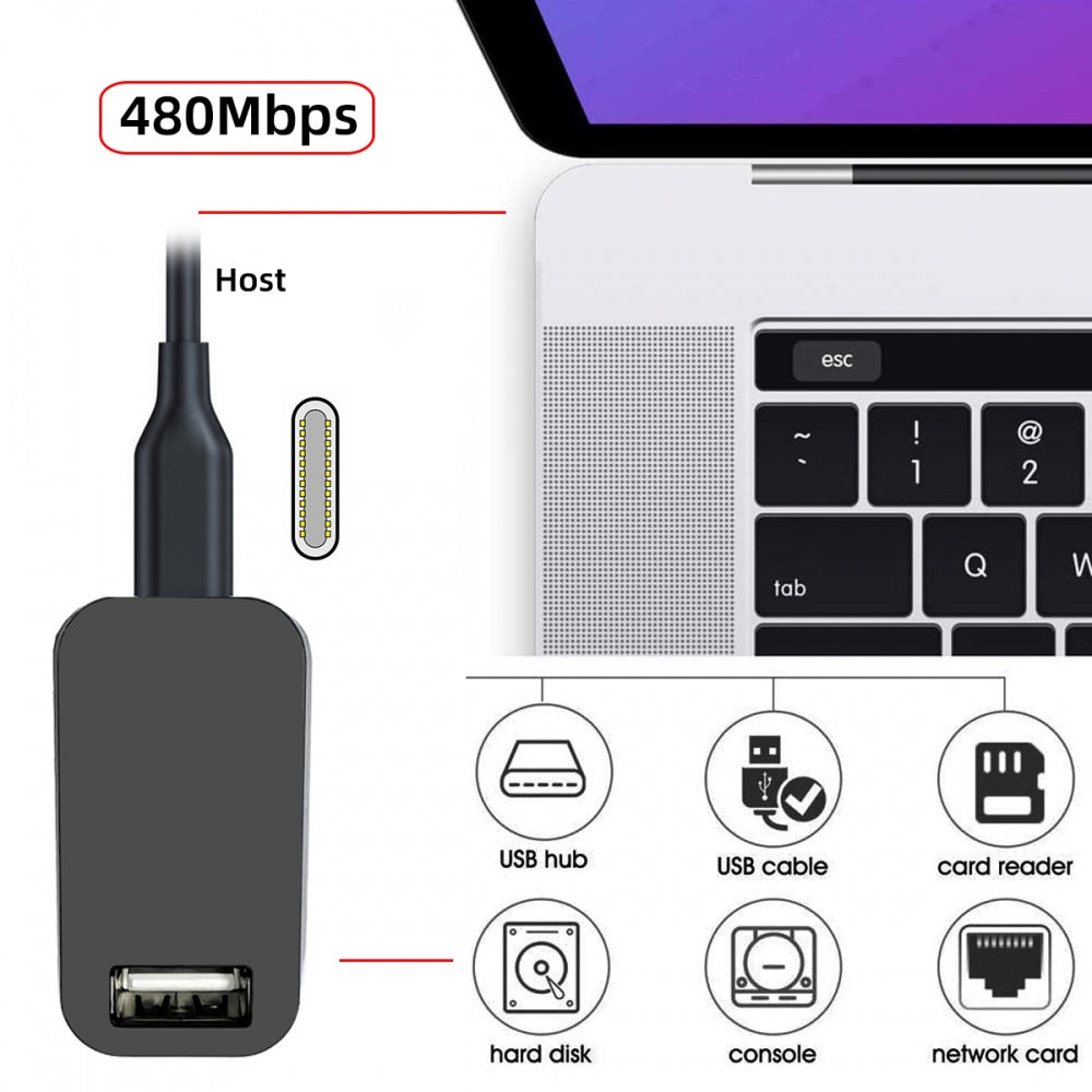 Type-C USB-C Female Host to USB2.0 Type-A Female Device Vertical Adapter 480Mbps Data for Dongle Cradle SteamVR Receiver Base Extension Dock Station Docking