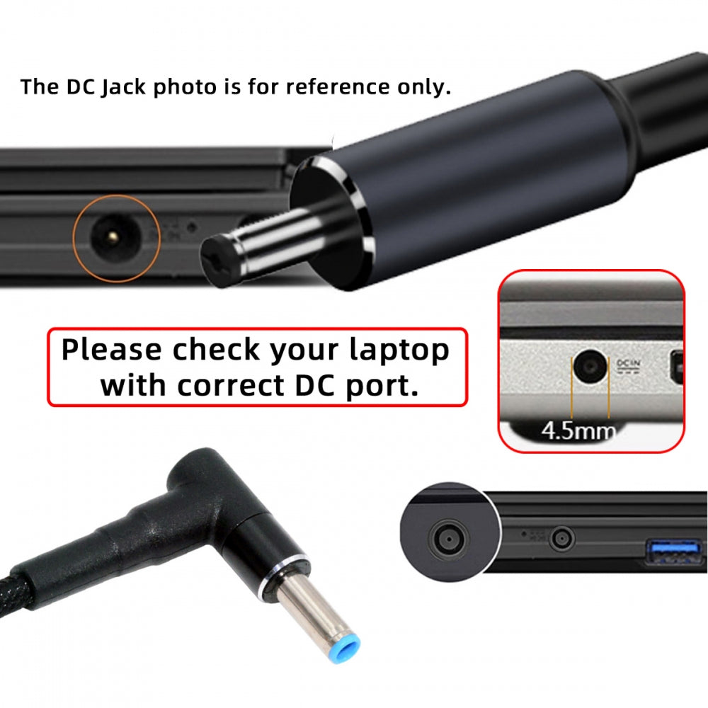 100W Type-C USB-C Female Input to DC 4.5*3.0mm Plug Output Power 20V 5A PD Charge Cable 16cm Compatible with HP-Laptop