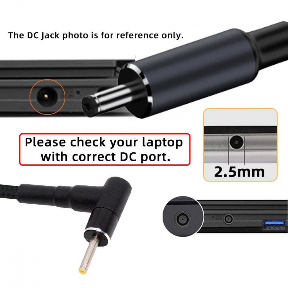 100W Type-C USB-C Female Input to DC 2.5*0.7mm Plug Output Power 20V 5A PD Charge Cable 16cm for Laptop