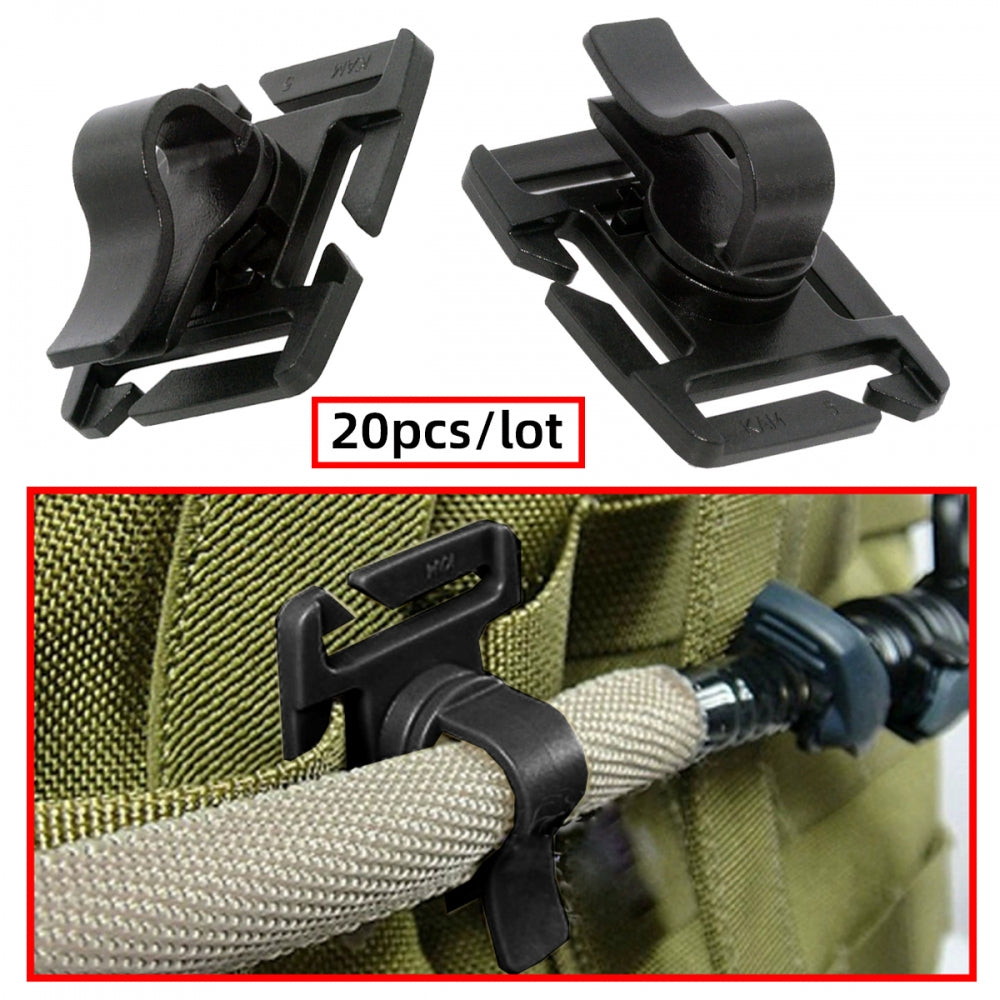 20pcs/lot Hydration Tube Clips Water Bladder Hose for Hydration Pack Bladder Drinking Strap Outdoor Backpack Cable Clamp Hose Camping and Hiking Accessories