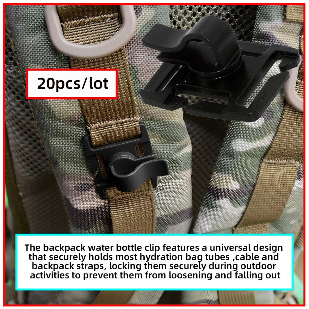 20pcs/lot Hydration Tube Clips Water Bladder Hose for Hydration Pack Bladder Drinking Strap Outdoor Backpack Cable Clamp Hose Camping and Hiking Accessories