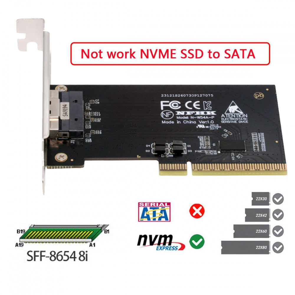 External Slimline SFF-8654 8x 74Pin to PCIE 8X Express 5.0 PCIE4.0 Raid Card VROC Raid0 Hyper Adapter with Linear Redriver over Long Cable Lengths