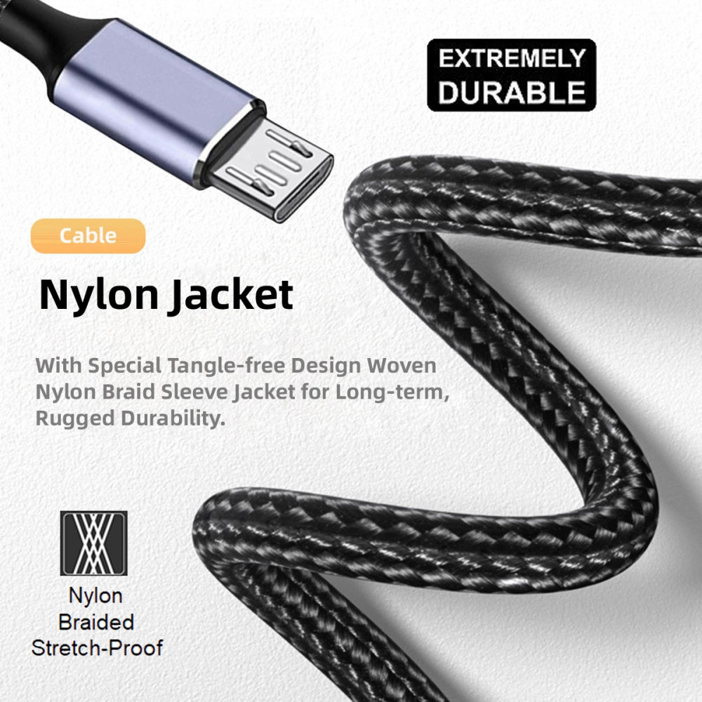 USB-A Type-A to Micro USB 5Pin Power USB2.0 Data Cable with Sleeve Alloy Shell Fast Charge for Laptop Tablet Phone