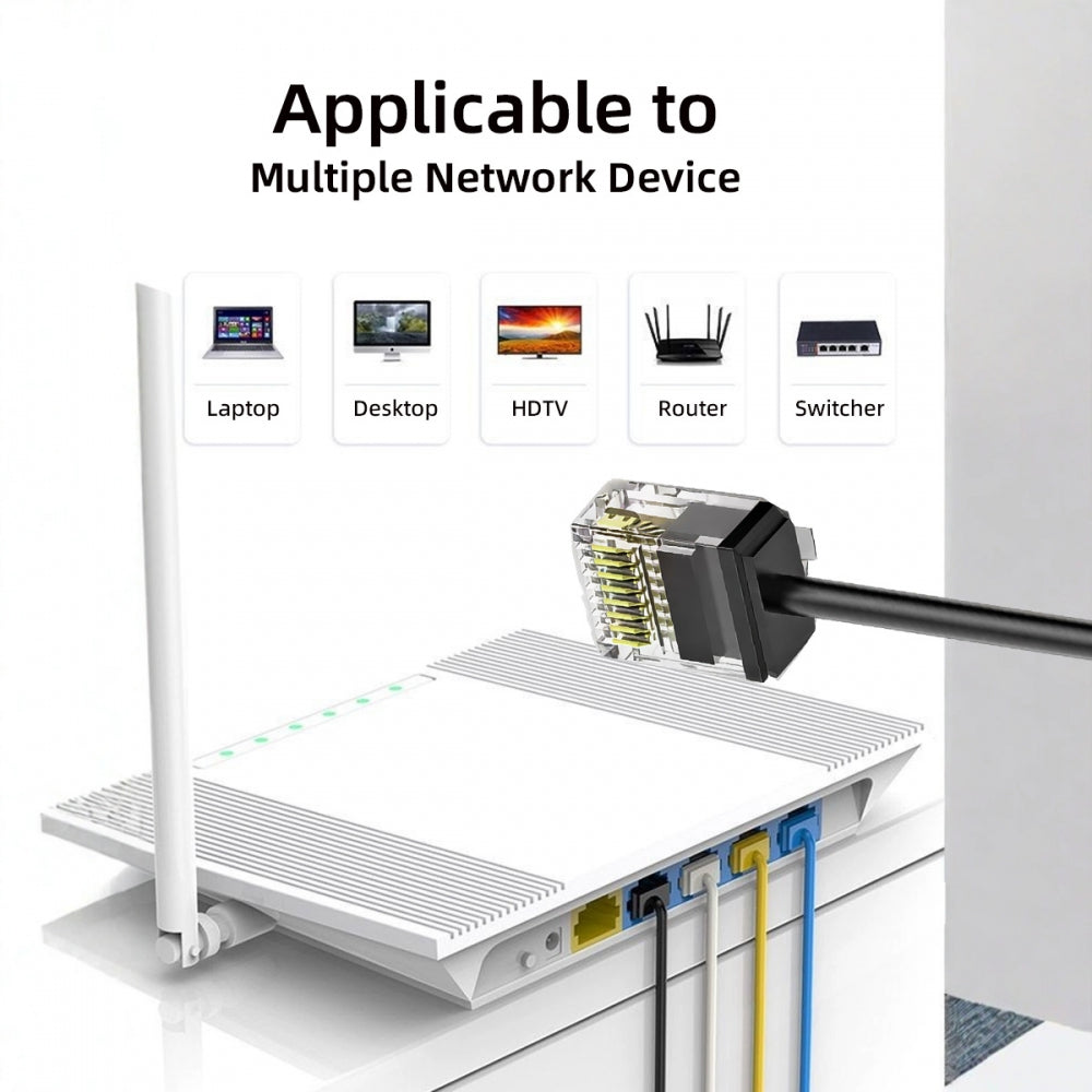 Ultra Slim Cat6 Ethernet Cable Low Profile RJ45 Straight Direction TP Network Patch Cord Cat6a Lan for Computer Server Router